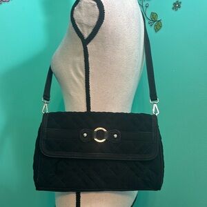 Vera Bradley Vintage Black Quilted Crossbody Clutch | Retired Zebra Interior EUC